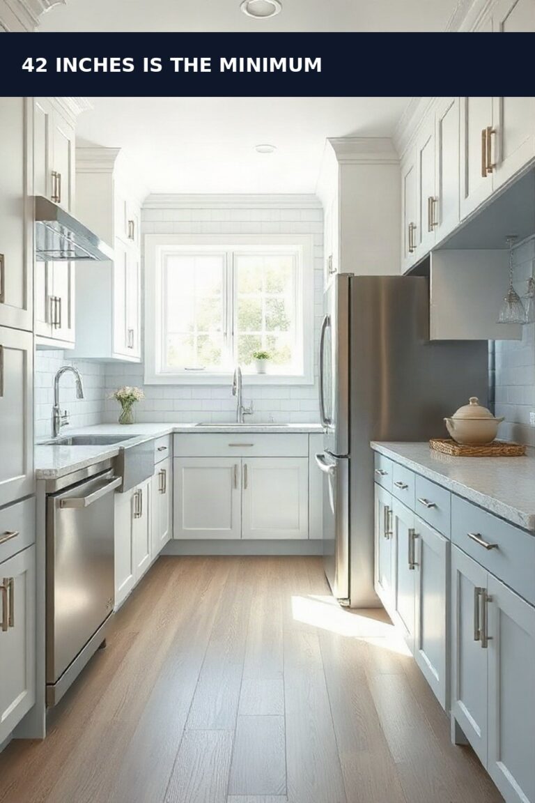 8x10 small galley kitchen layout: small coastal modern galley kitchen with white and blue cabinets on two parallel walls
